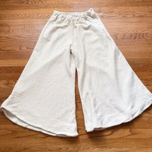 Free People beach knit cream wide leg culotte pants XS